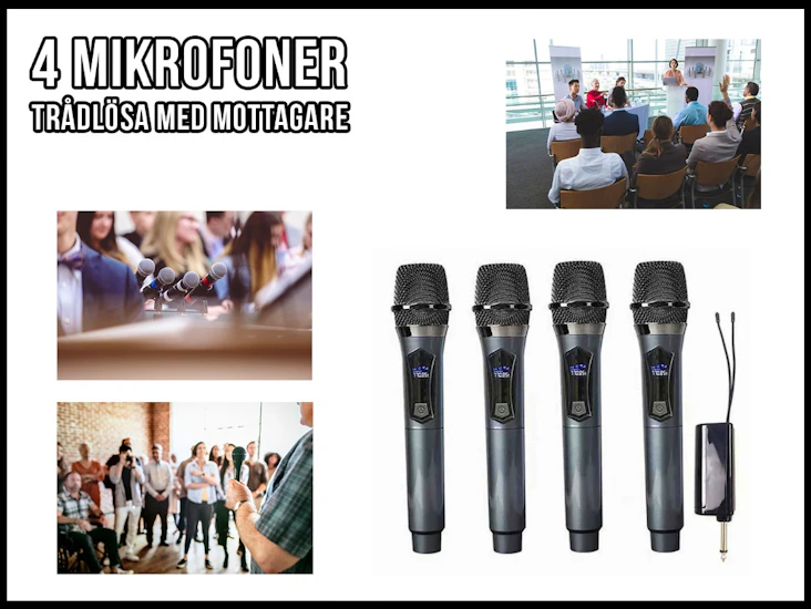 4 trådlösa mikrofoner kit