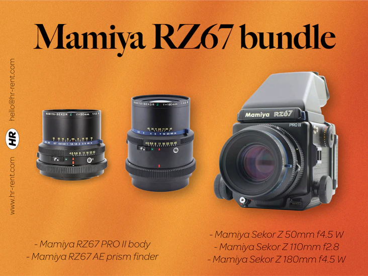 Mamiya rz67 pro ii body + sekor z 50mm f4.5 w + 110mm f2.8 + sekor z 180mm f4.5 w lenses