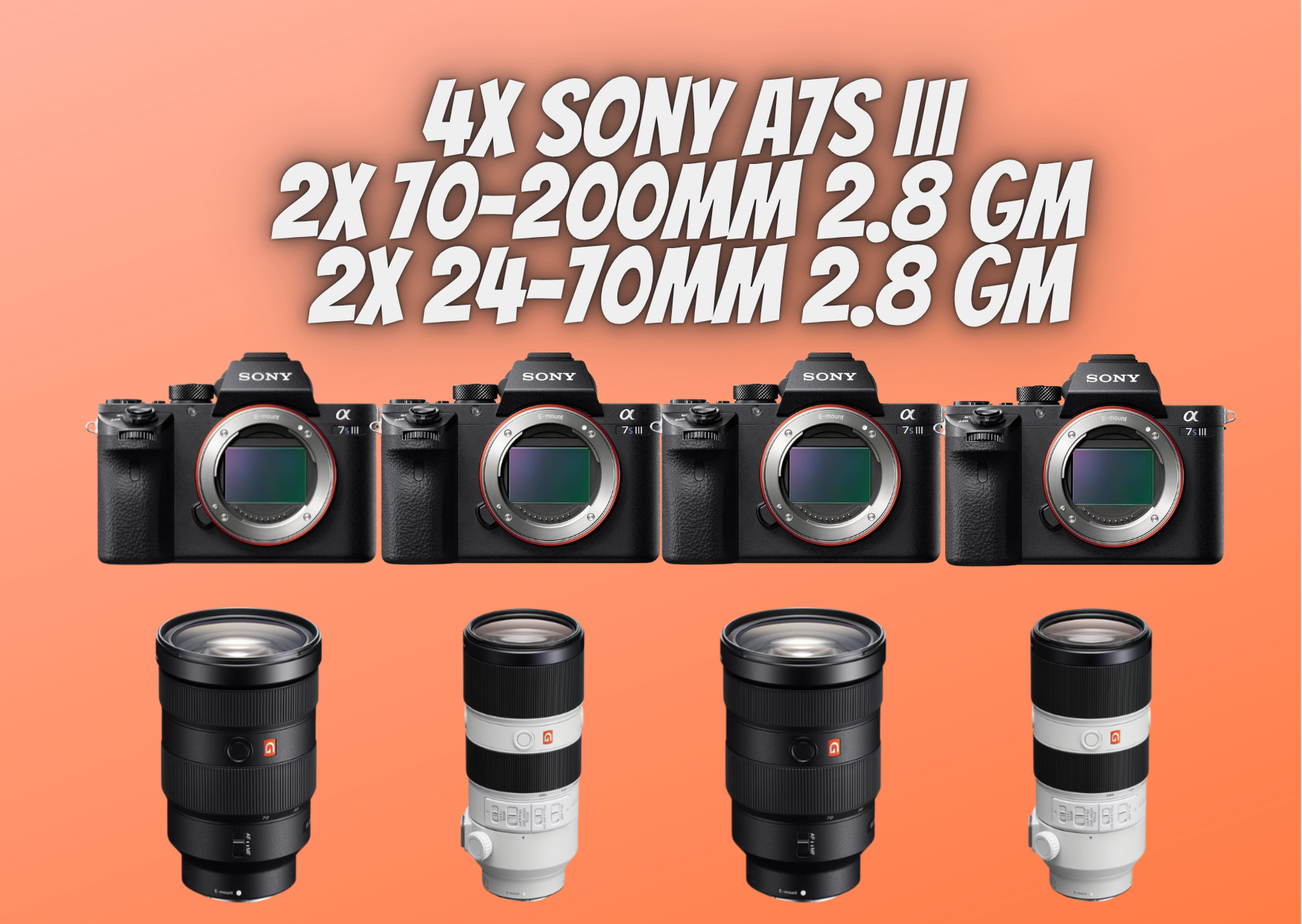 4x sony a7s iii 2x 24-70mm, 2x 70-200mm 2.8 gm lens camera bundle deal best offer
