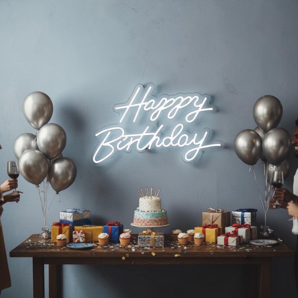 Neon skytt, grattis på födelsedagen, happy birthday, fest