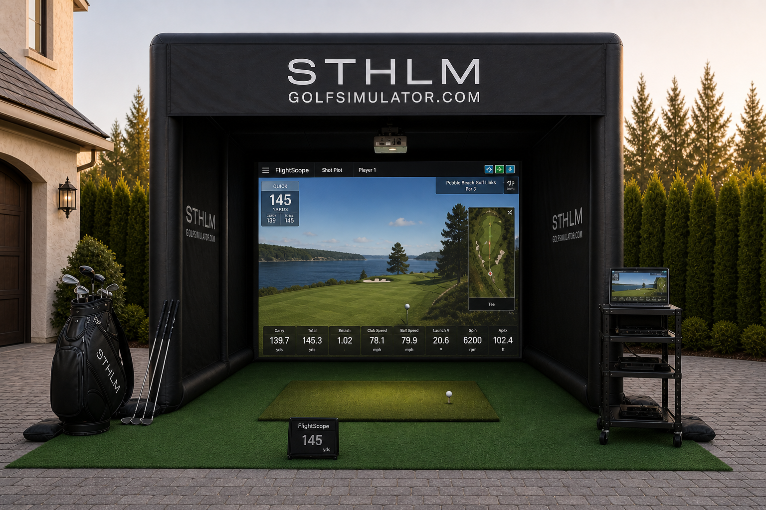 Hoppborg för farsor - uppblåsbar golfsimulator