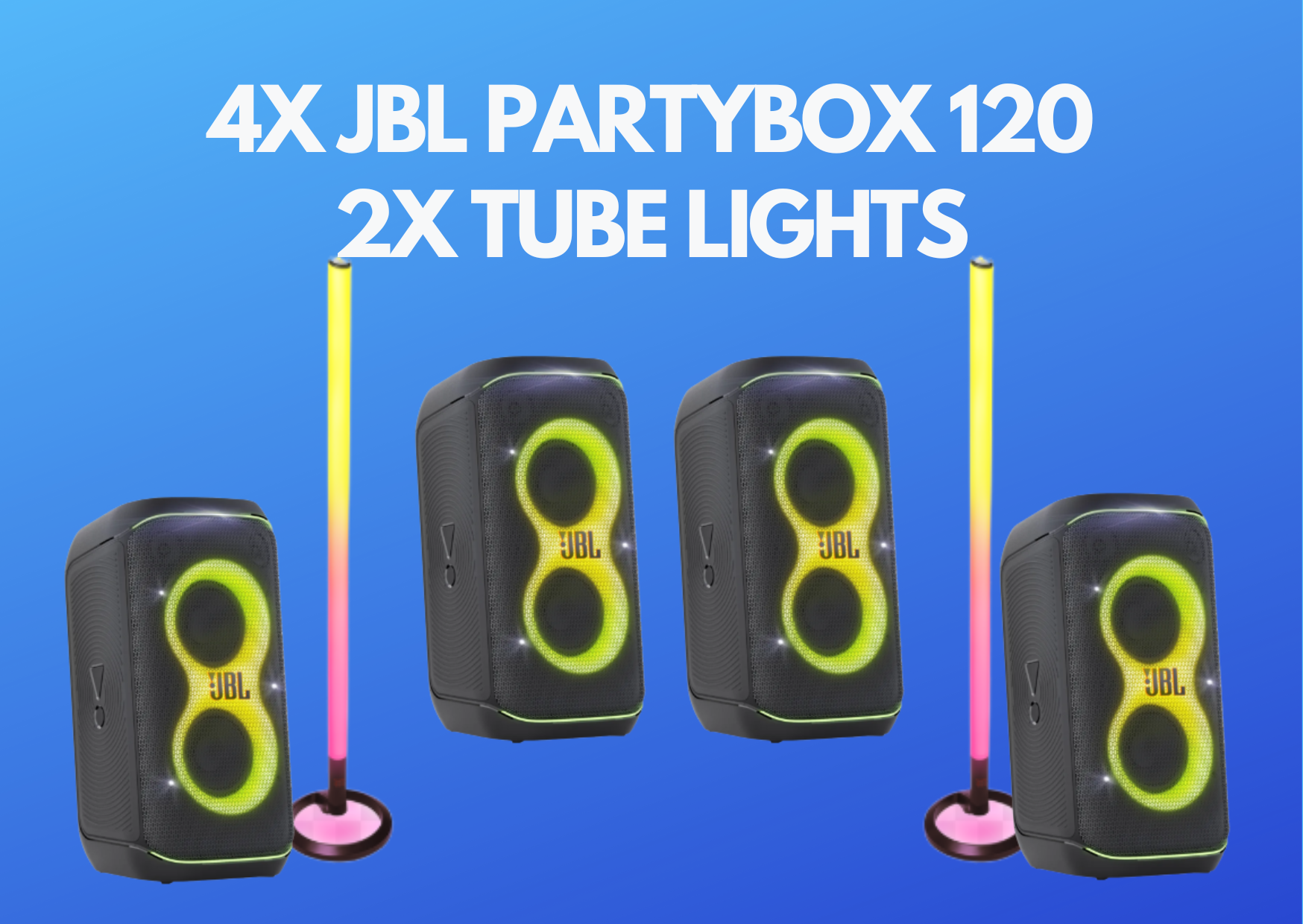 4x jbl partybox club 120 + 2x jbl party tube lights bluetooth portable 