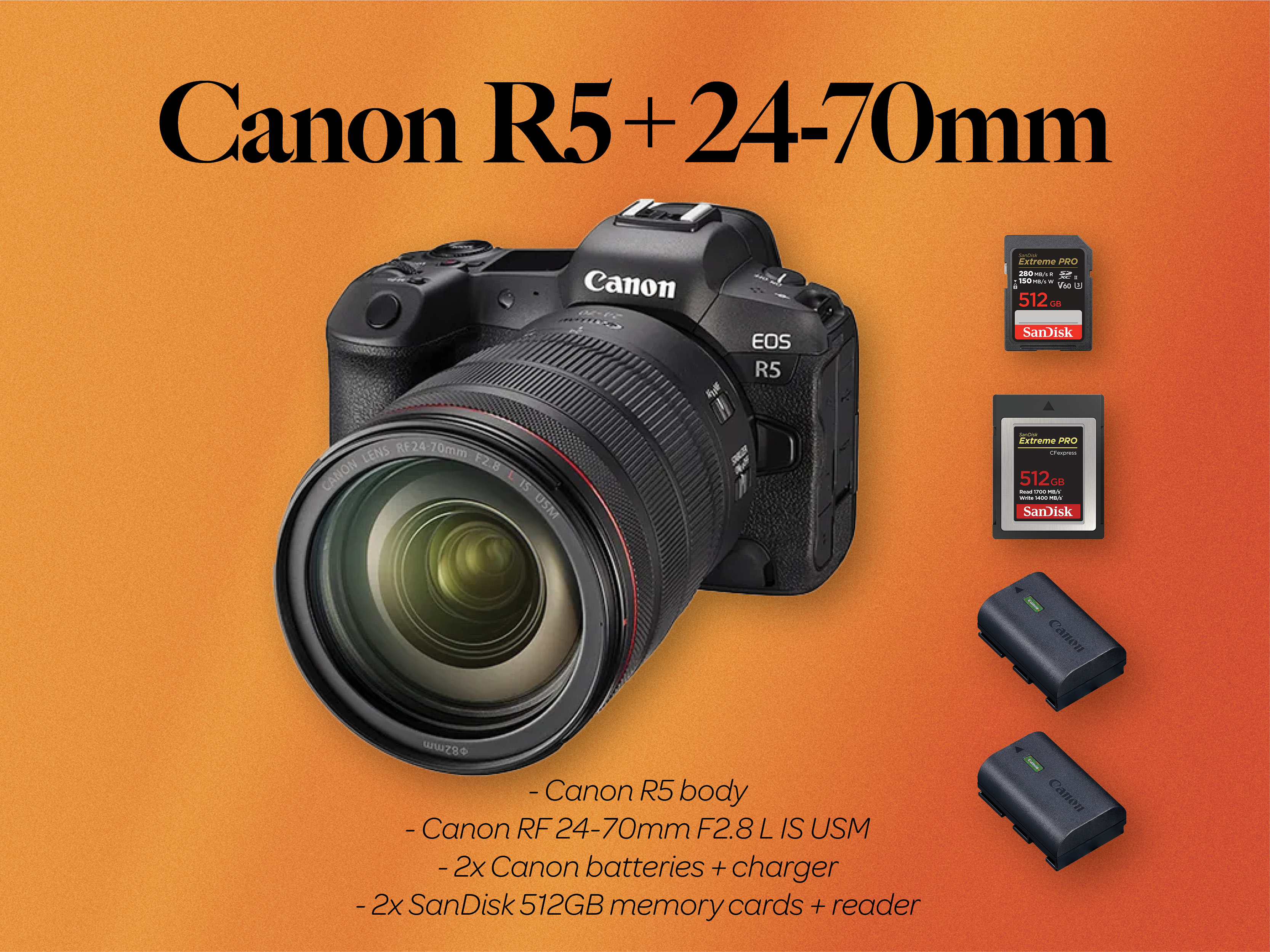 Canon r5 body + rf 24-70mm f2.8 lens (canon r5 24-70)