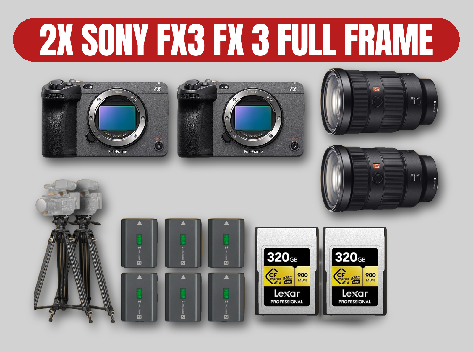 2x sony fx3 fx3 full frame camera kit | 2x sony 24-70mm f2.8 gmaster gm zoom