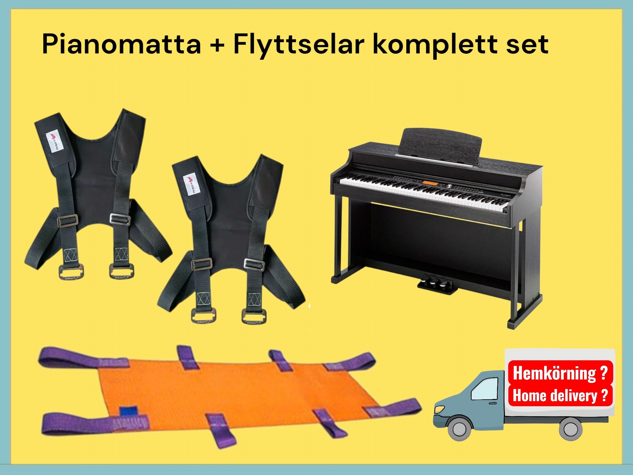 Piano / flygel flyttsele med pianomatta