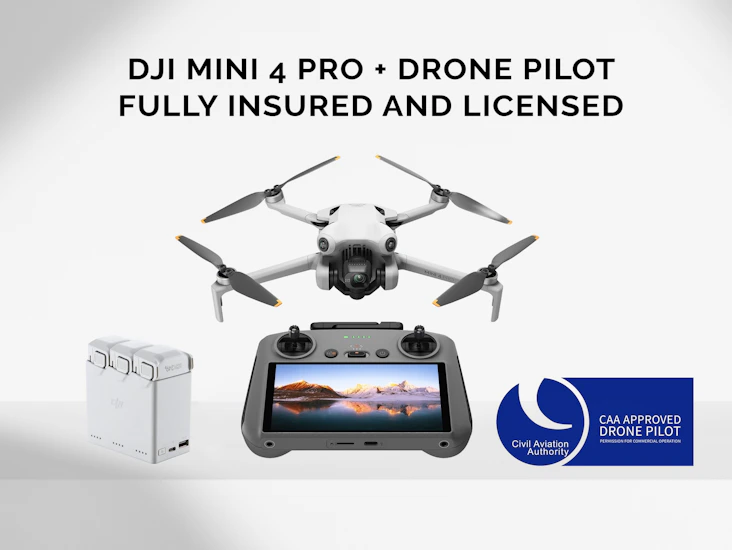 Dji mini 4 pro with fly more kit and licensed drone operator pilot