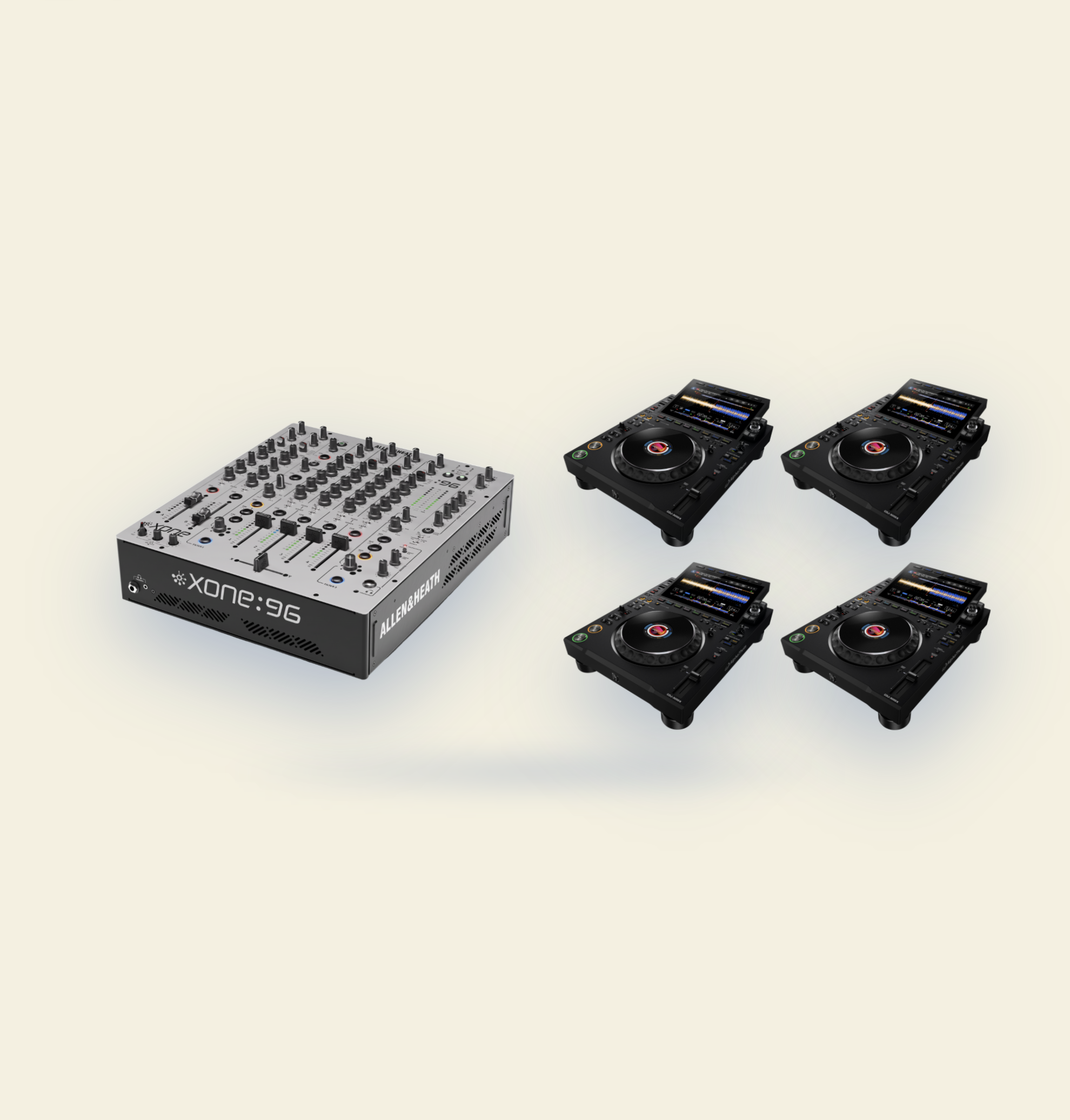 Allen & heath xone:96 + 4× alphatheta cdj-3000x — pro 4-deck hire (london)