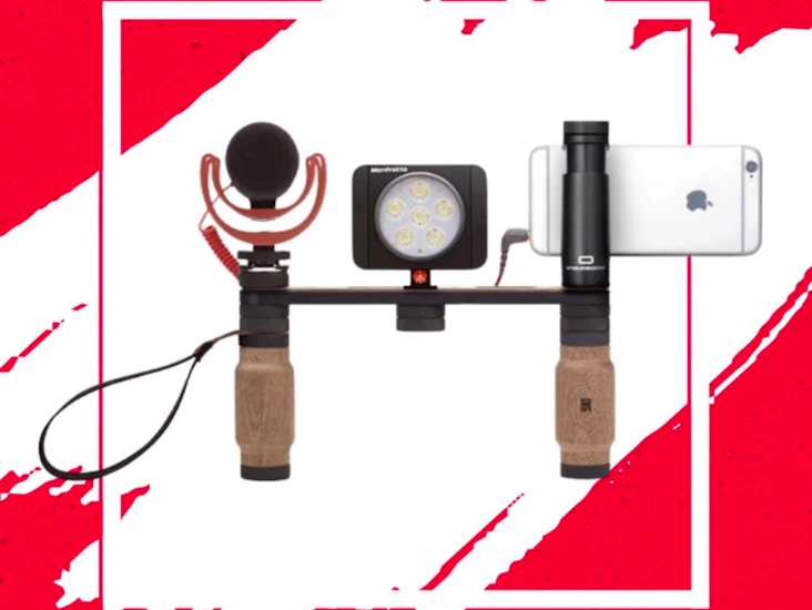 Shoulderpod iphone rig med lampa och mikrofon