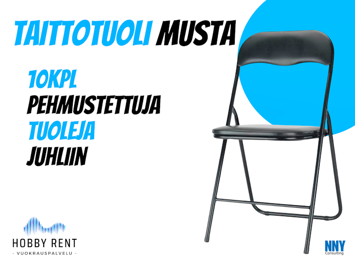 Taittotuolit 10kpl musta pehmustettu #2