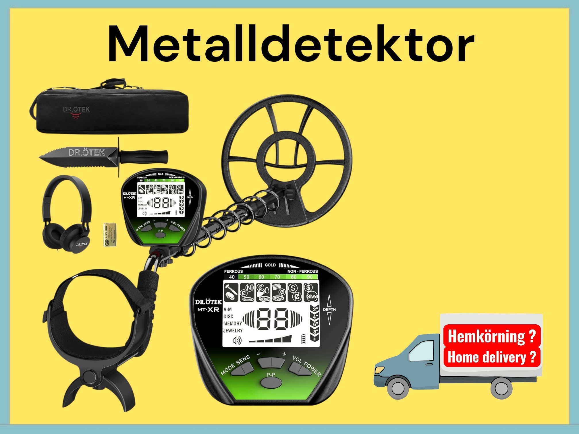 Metalldetektor inkl spade med tänder 