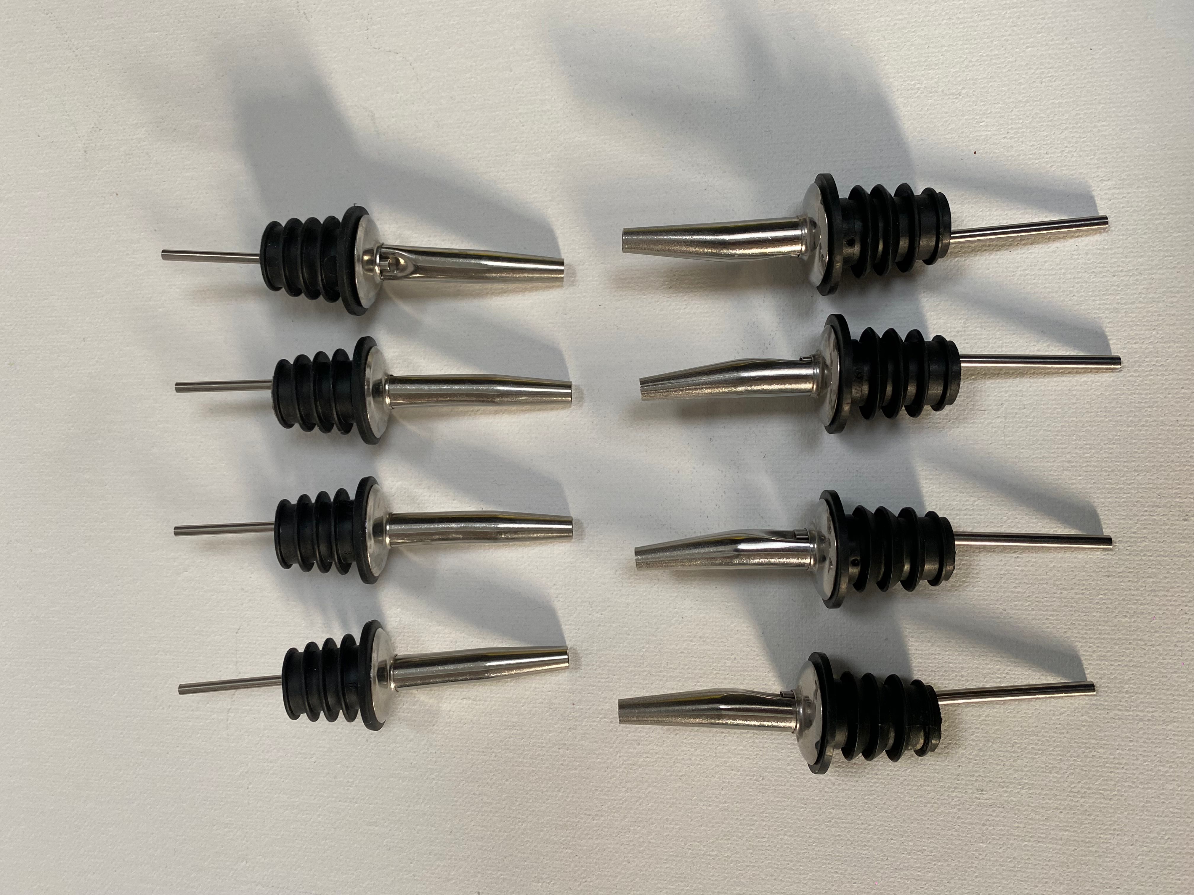 Set of 8 stainless steel pourers