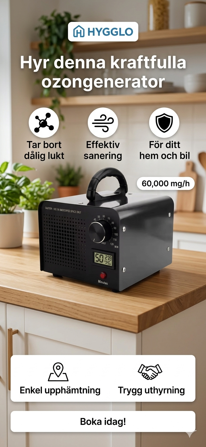 Kraftfull ozongenerator (60 000 mg/h) – ta bort all dålig lukt!