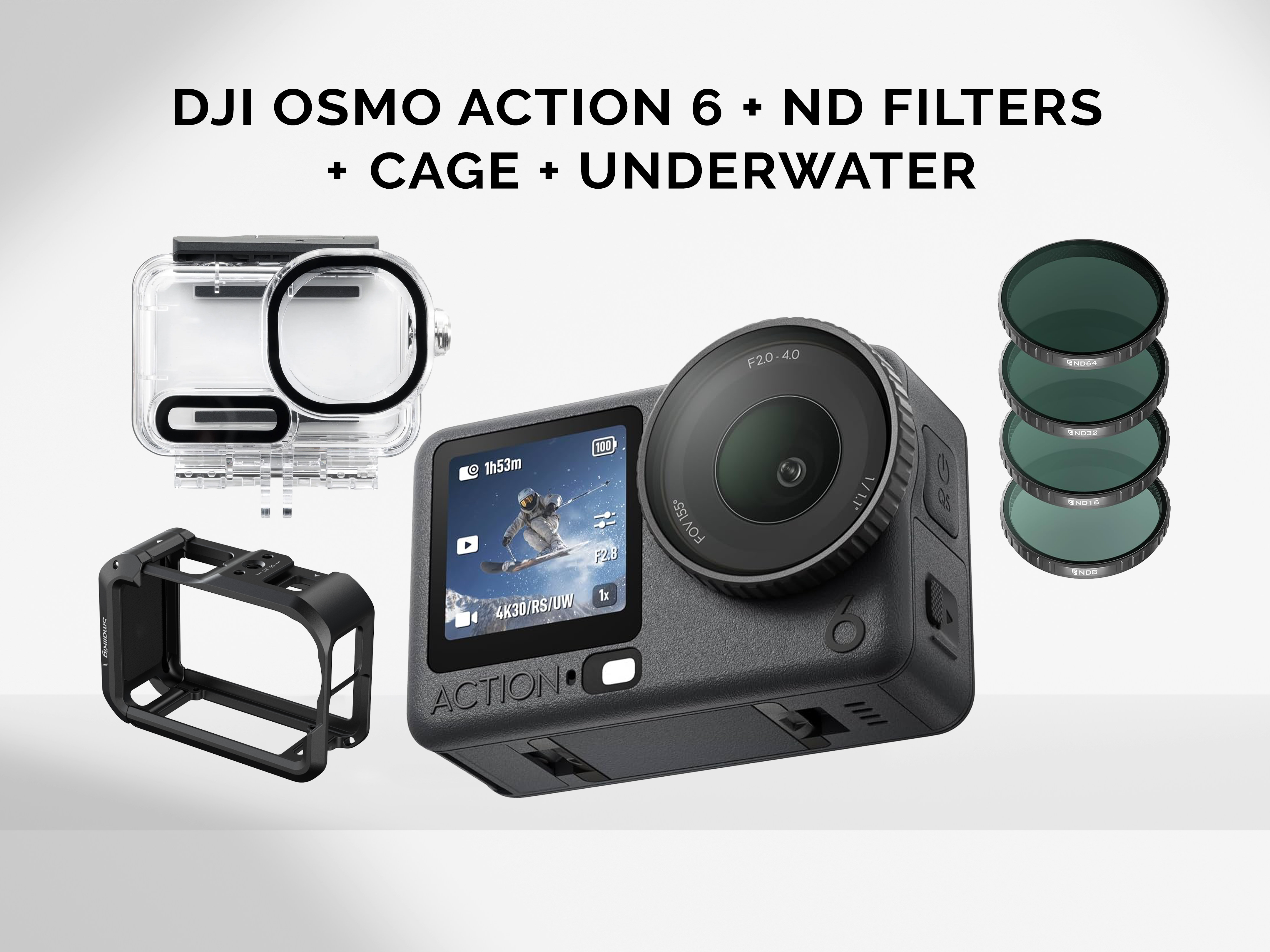 Dji osmo action 6 gopro style camera with underwater housing and accessories