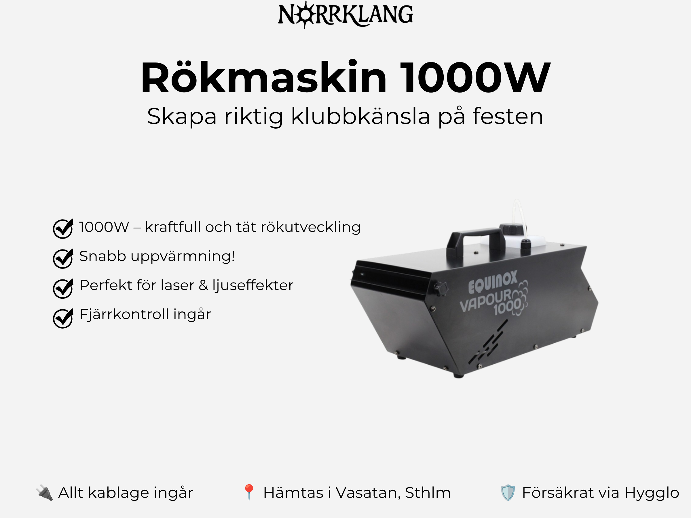 Kraftfull rökmaskin 1000w – equinox vapour 1000