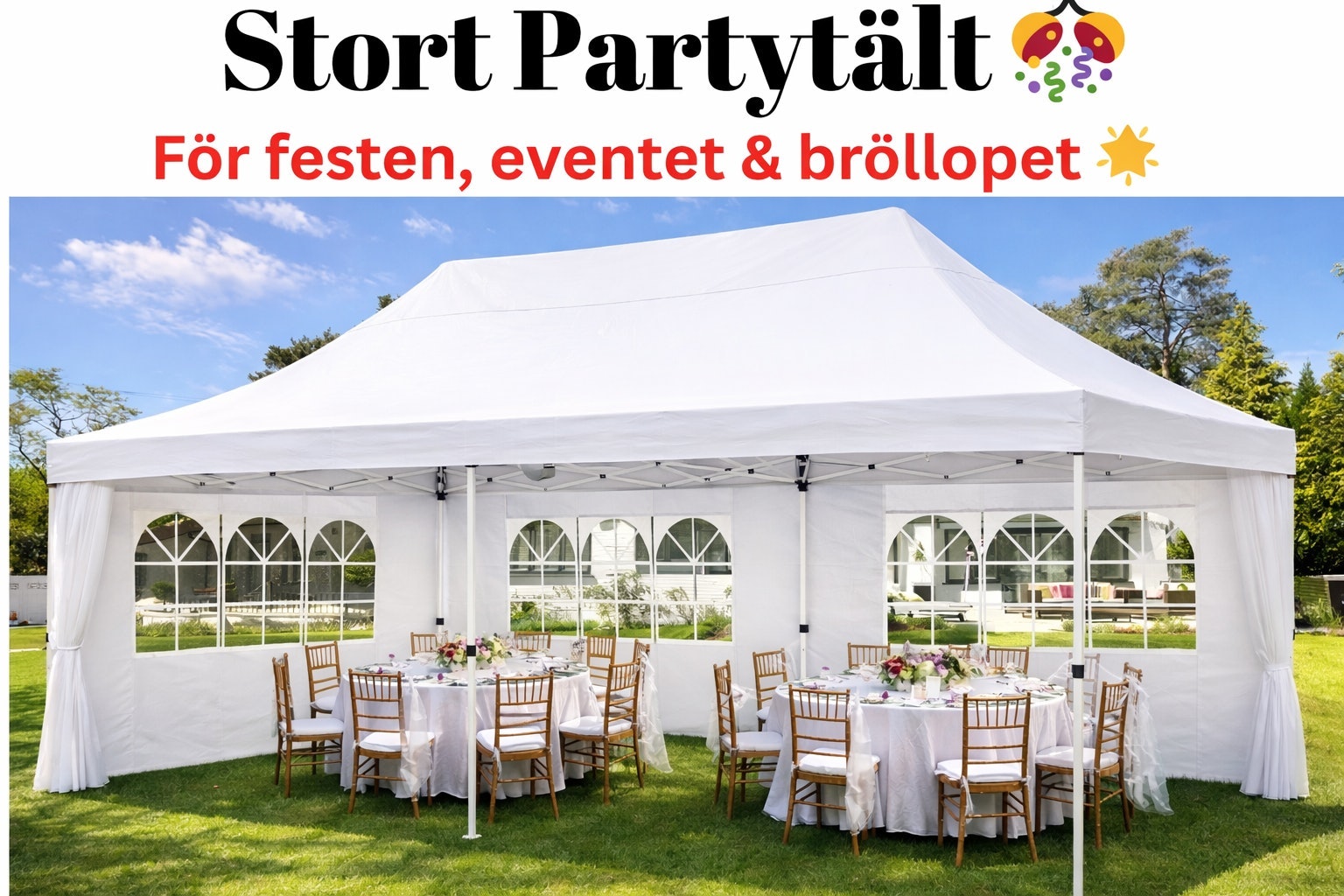 4# partytält 3x6 m 20-30 personer
