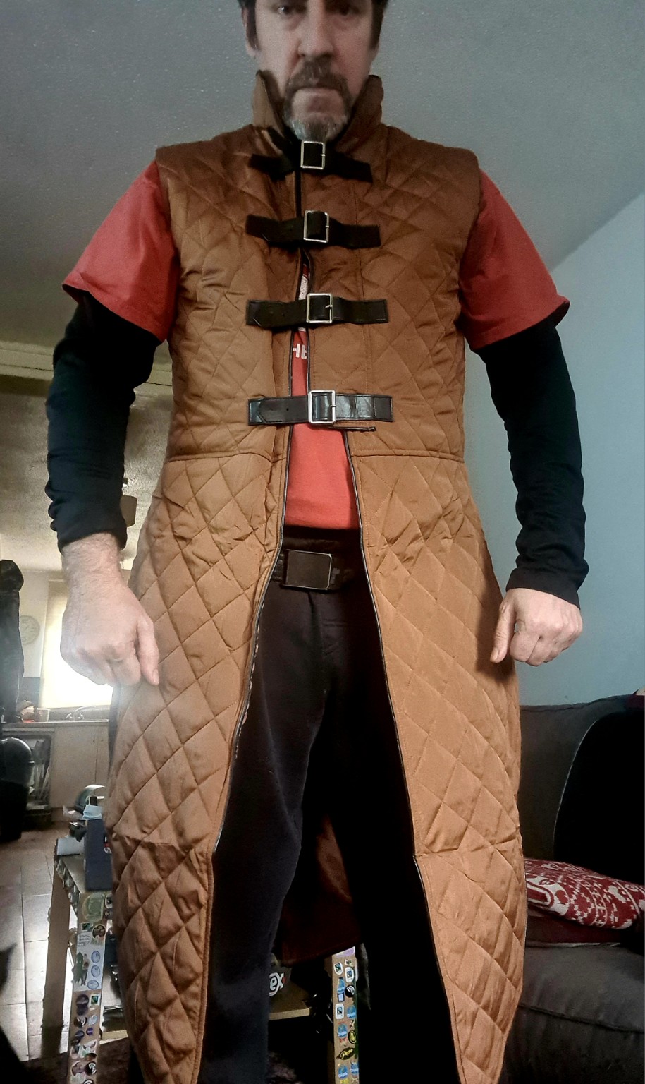 Brown padded medieval top