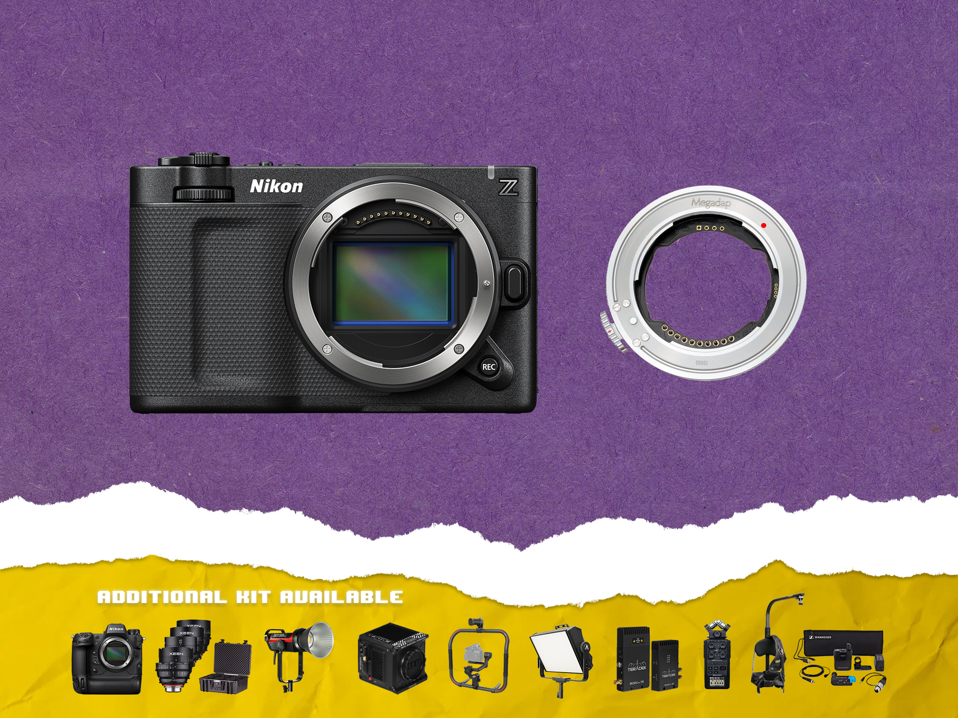 Nikon zr cinema camera body only + sony e  mount adapter