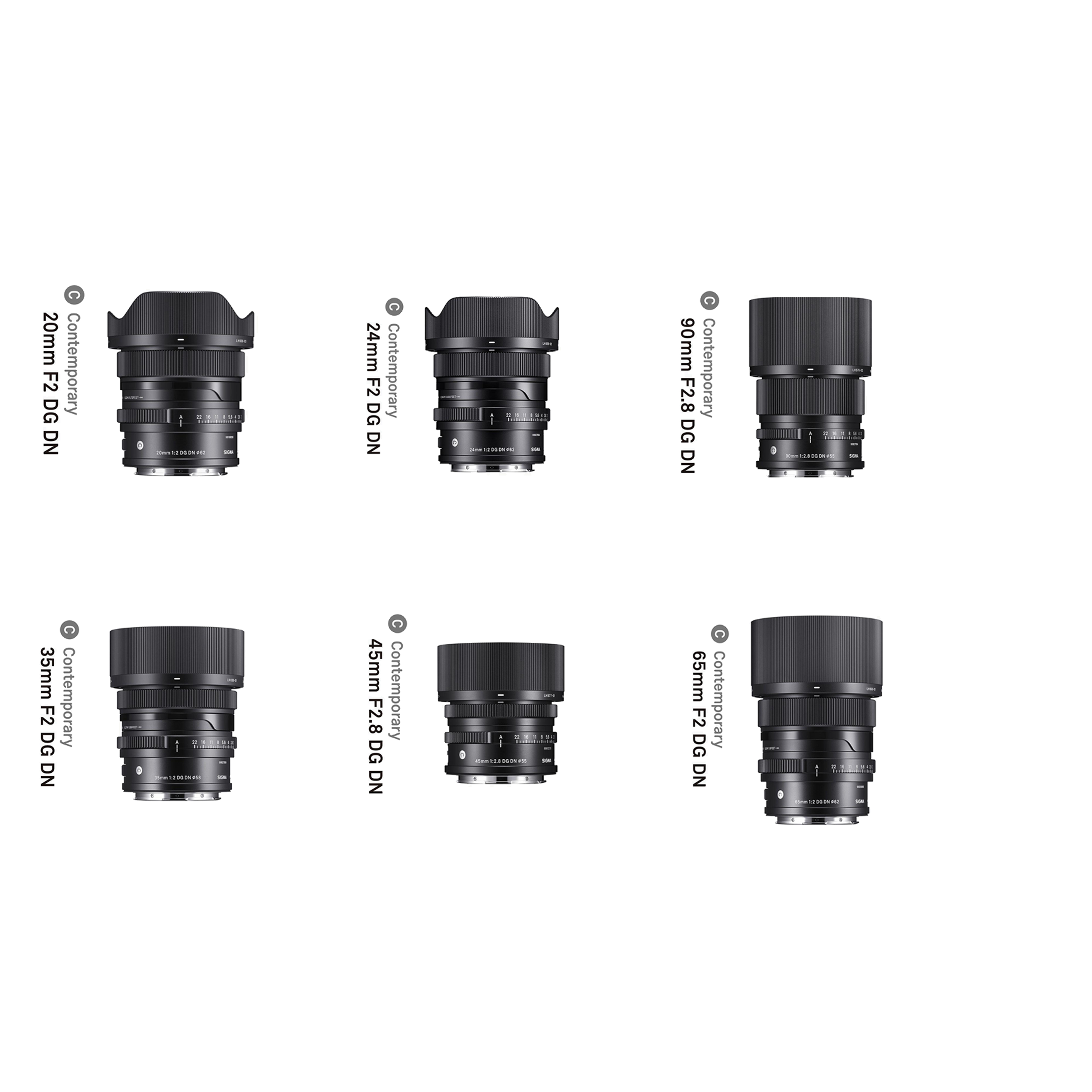 Sigma e mount contemporary bundle 20mm, 24mm, 35mm, 45mm, 60mm, 90mm