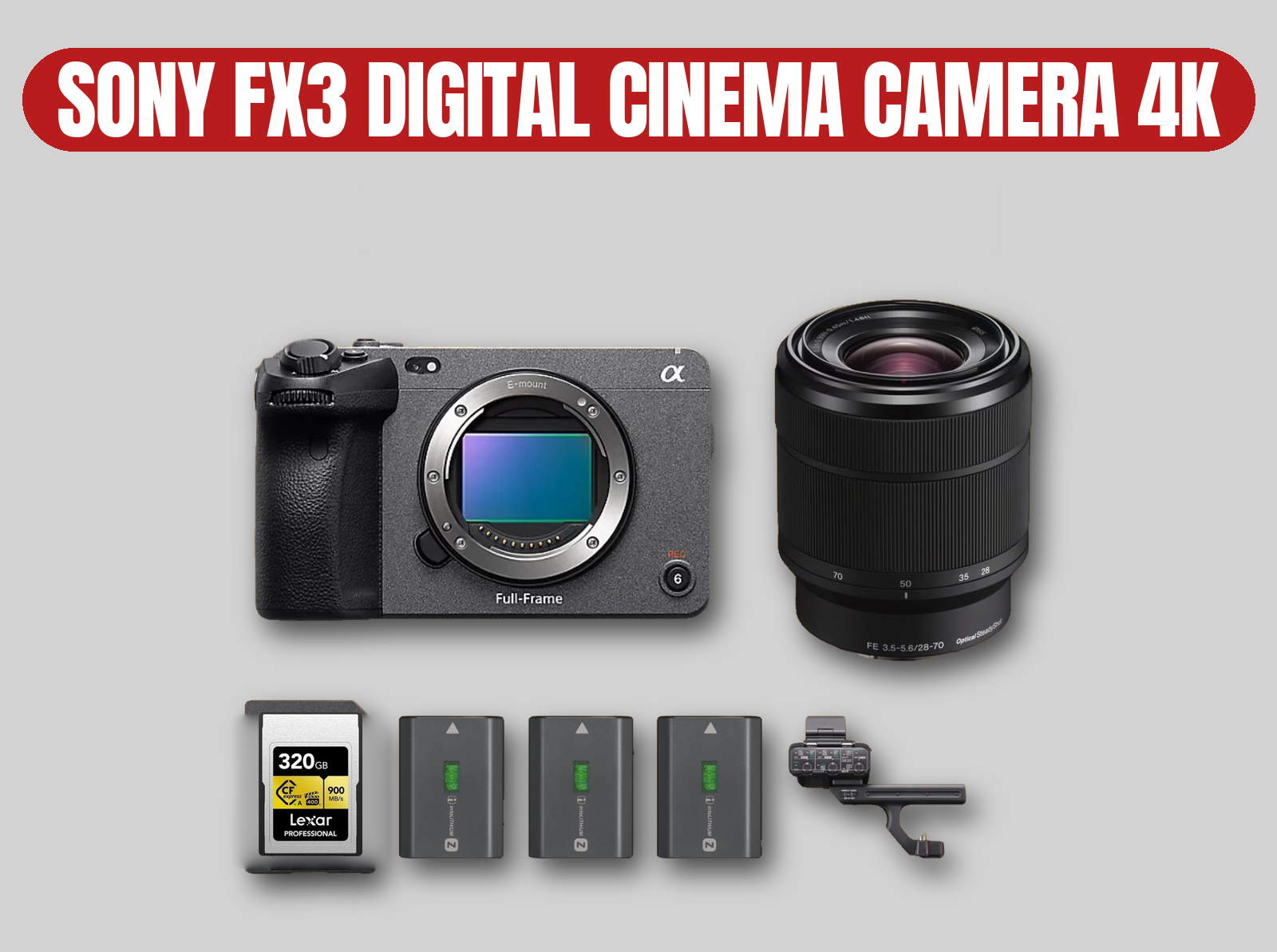 Sony fx3 digital cinema camera | 4k full frame mirrorless | 28-70mm zoom lens | fx3 / a7siii sensor