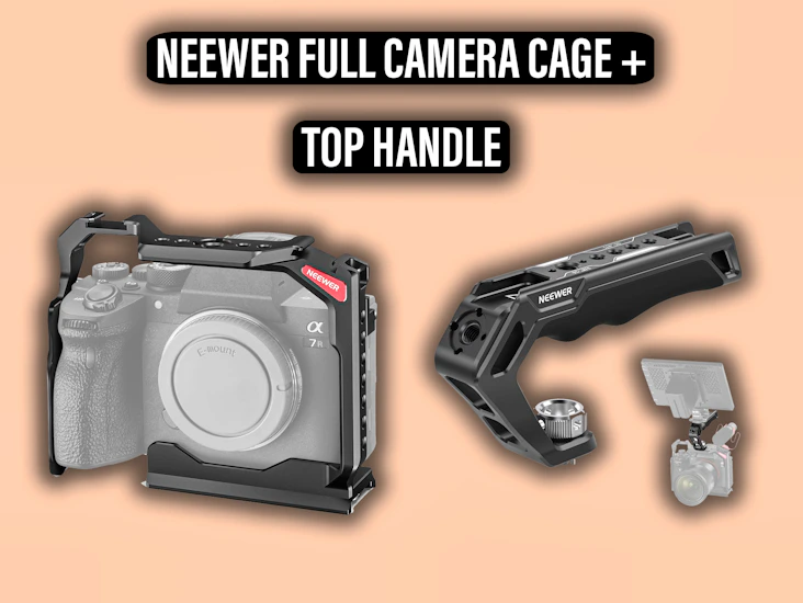 Neewer full camera cage compatible with sony a7r v/a7r iv/a7 iv/a7s iii/a1, compatible with dji rs stabilizers & neewer camera top handle with 3/8" arri locating pins