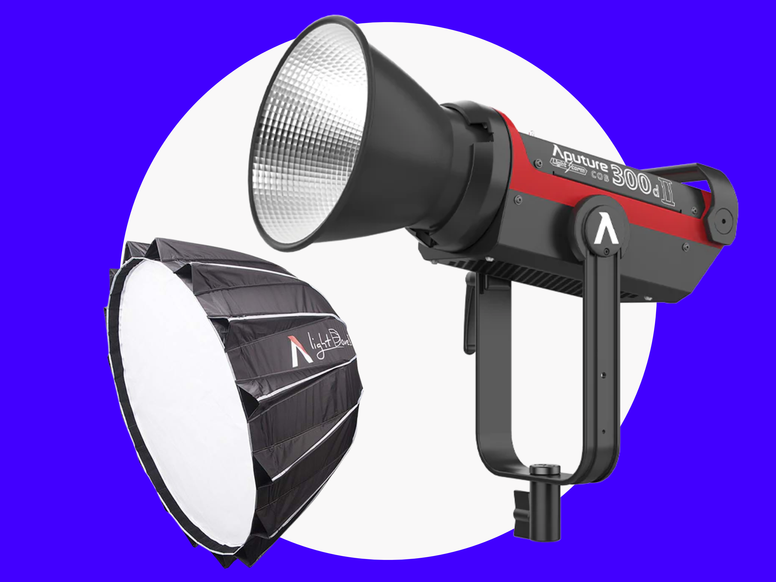 Aputure 300d ii led light + light dome ii + c-stand