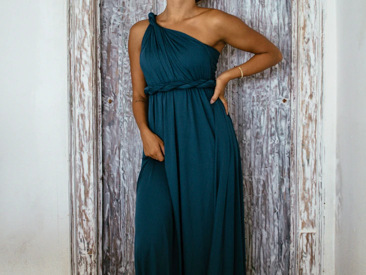 Knytekjole petrol klassisk