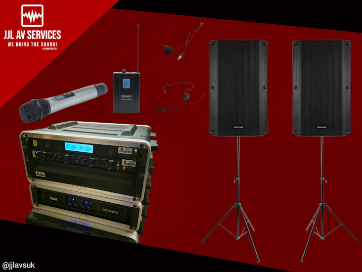 Small pa speaker system with microphones