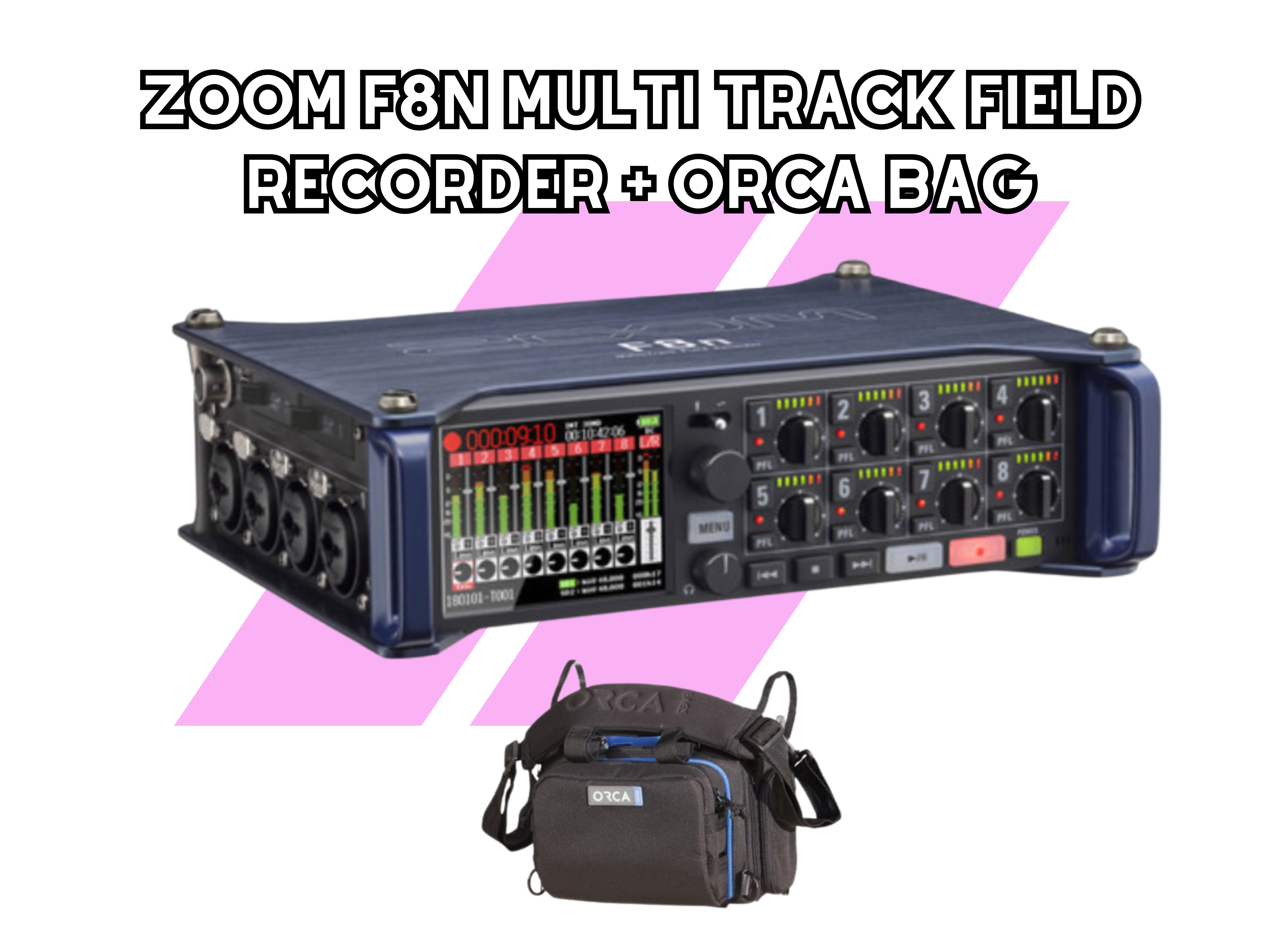 Zoom f8n multi track field recorder + bag