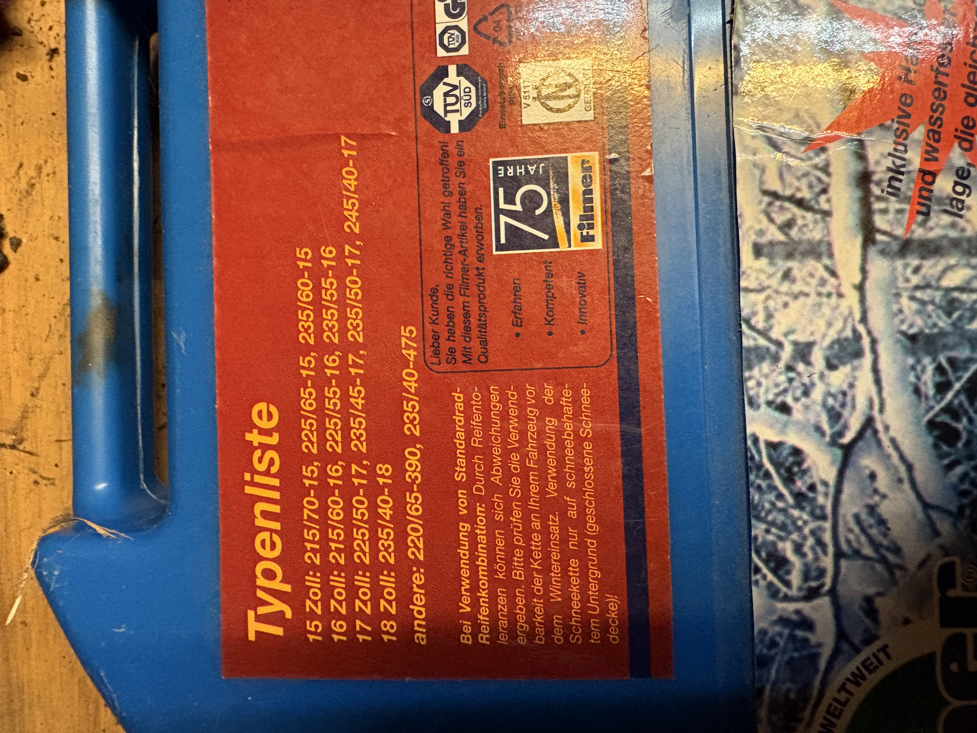 Oanvända snökedjor (nödkedjor)