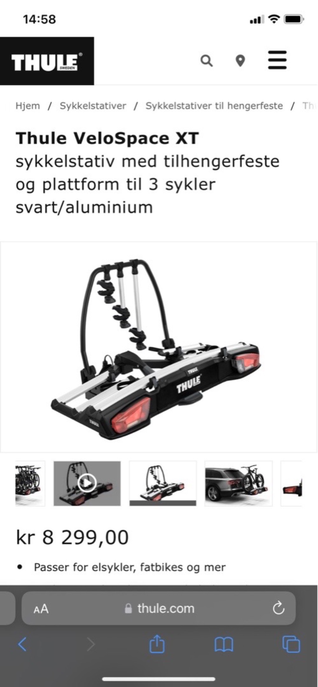 Thule sykkelstativ - 3 sykler