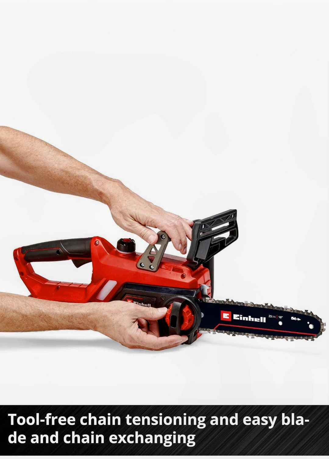Einhell cordless chainsaw with battery and charger 18v power x-change, 10 inch (25cm)