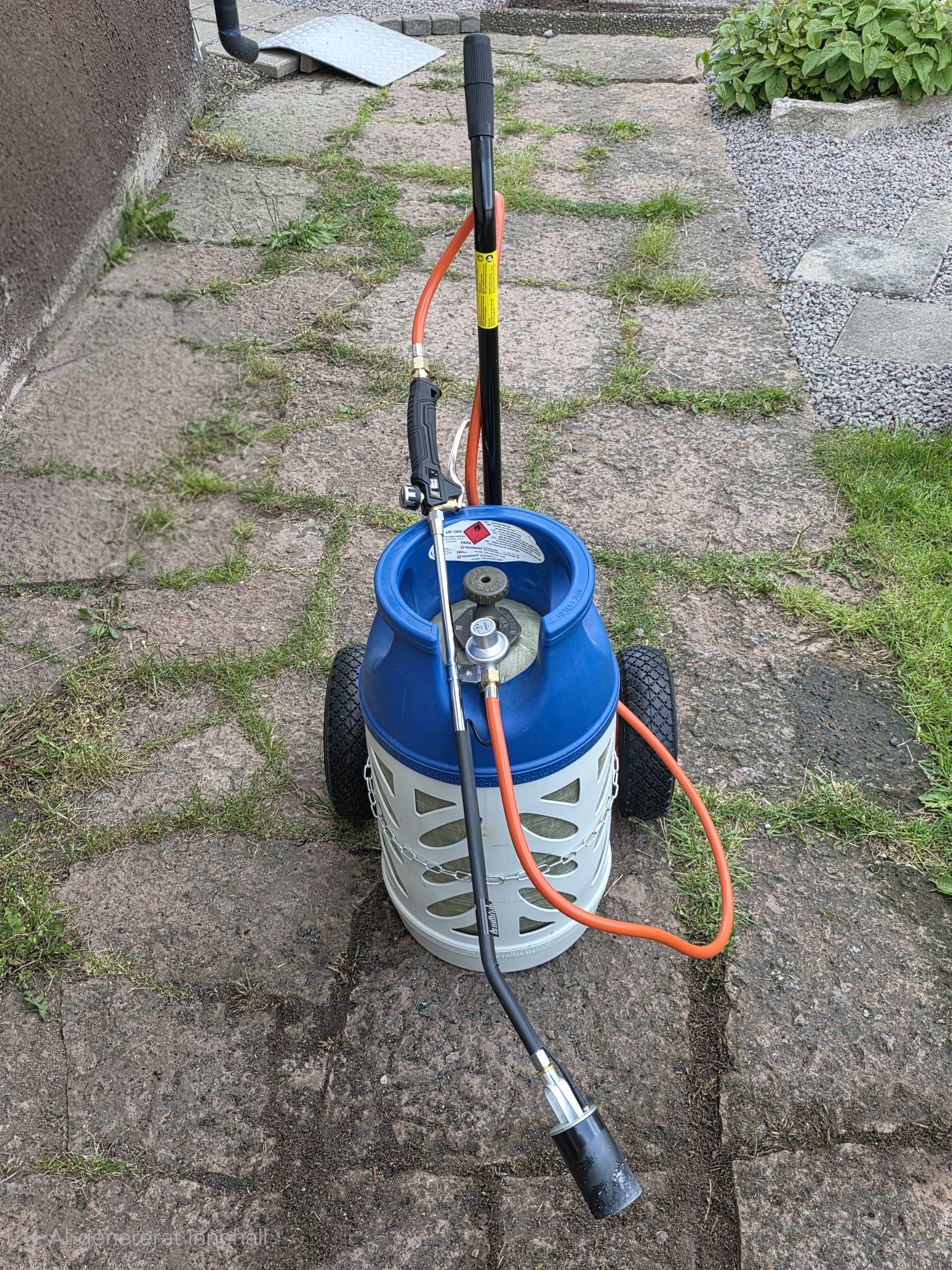 Ogräsbrännare med vagn