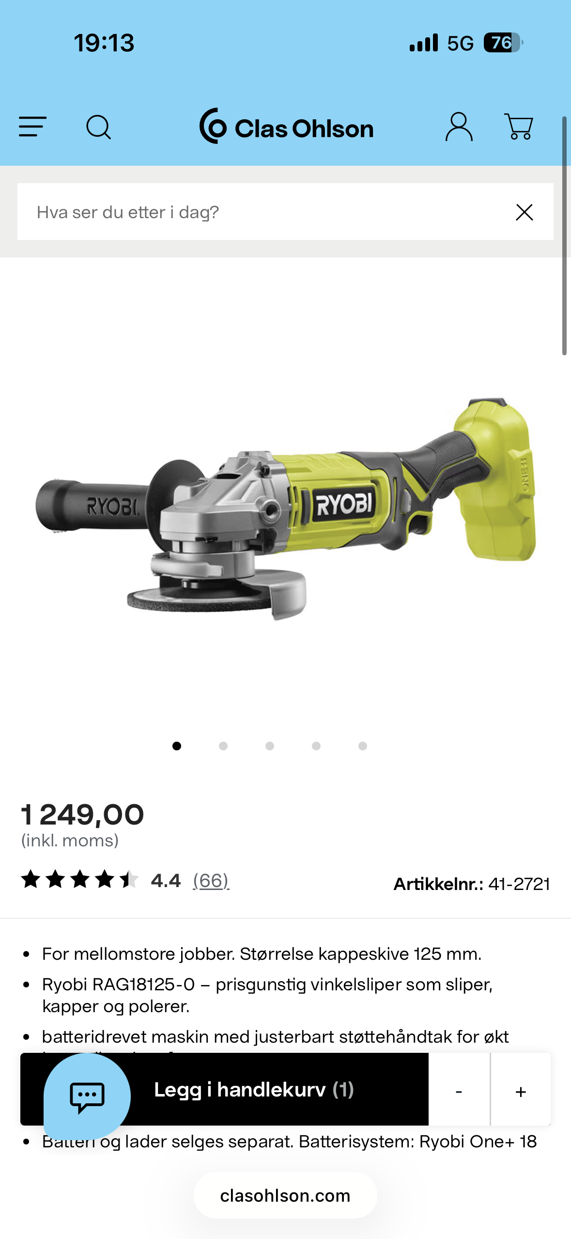 Ryobi vinkelsliper