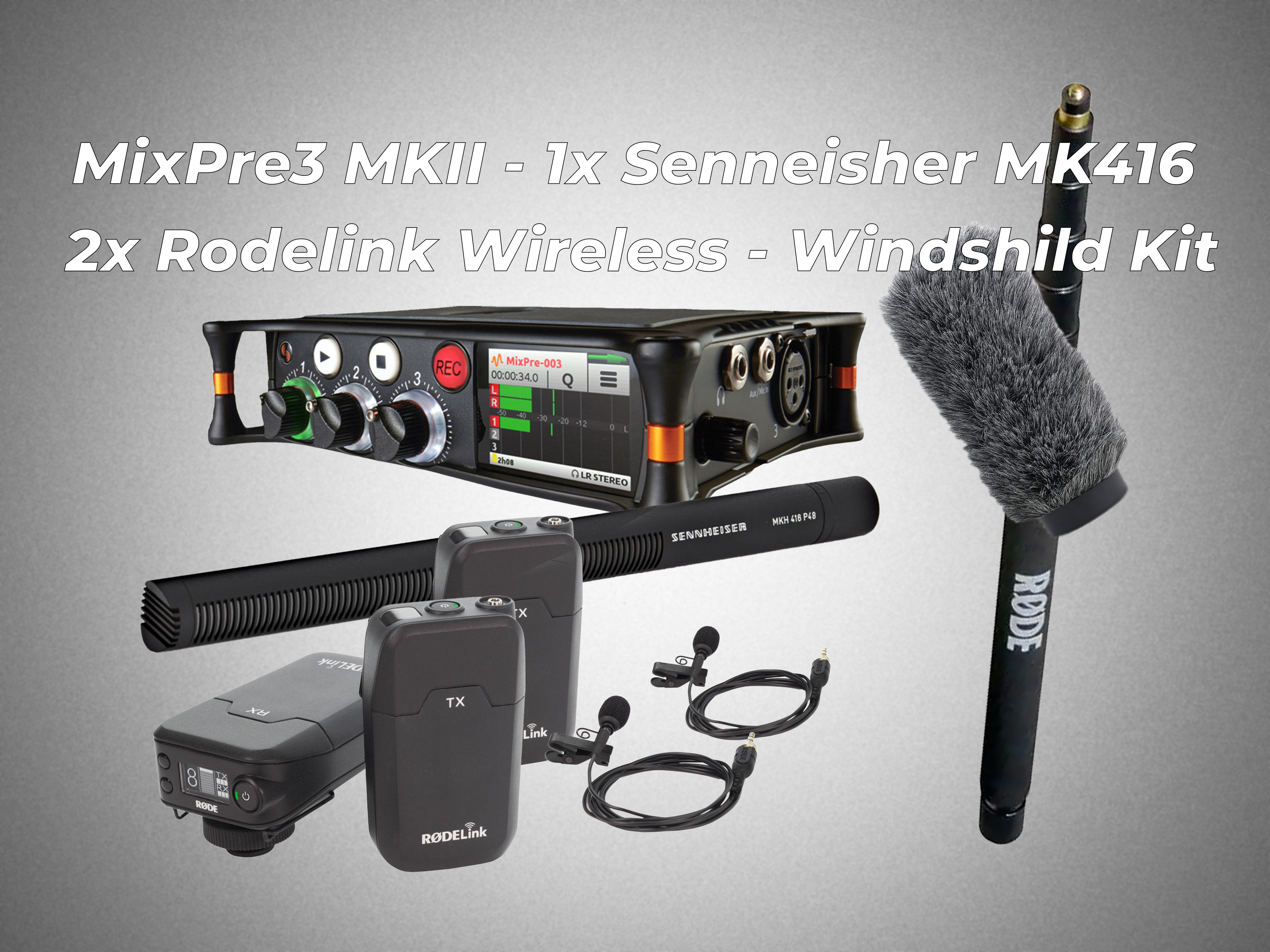 Mixpre 3 ii - sennheiser mkh416 - 2x rode link wireless - boom pole kit