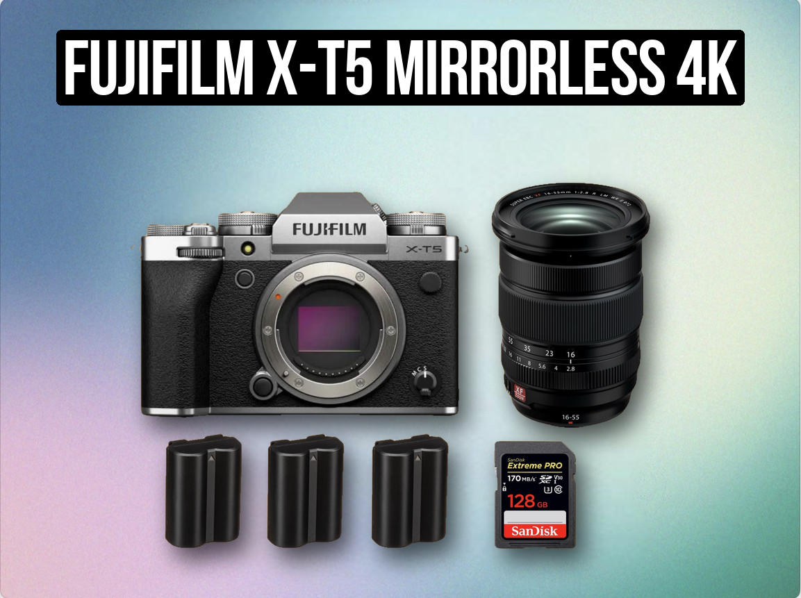 Fujifilm x-t5 mirrorless 4k camera film + 18-55 f2.8-4 x mount lens 