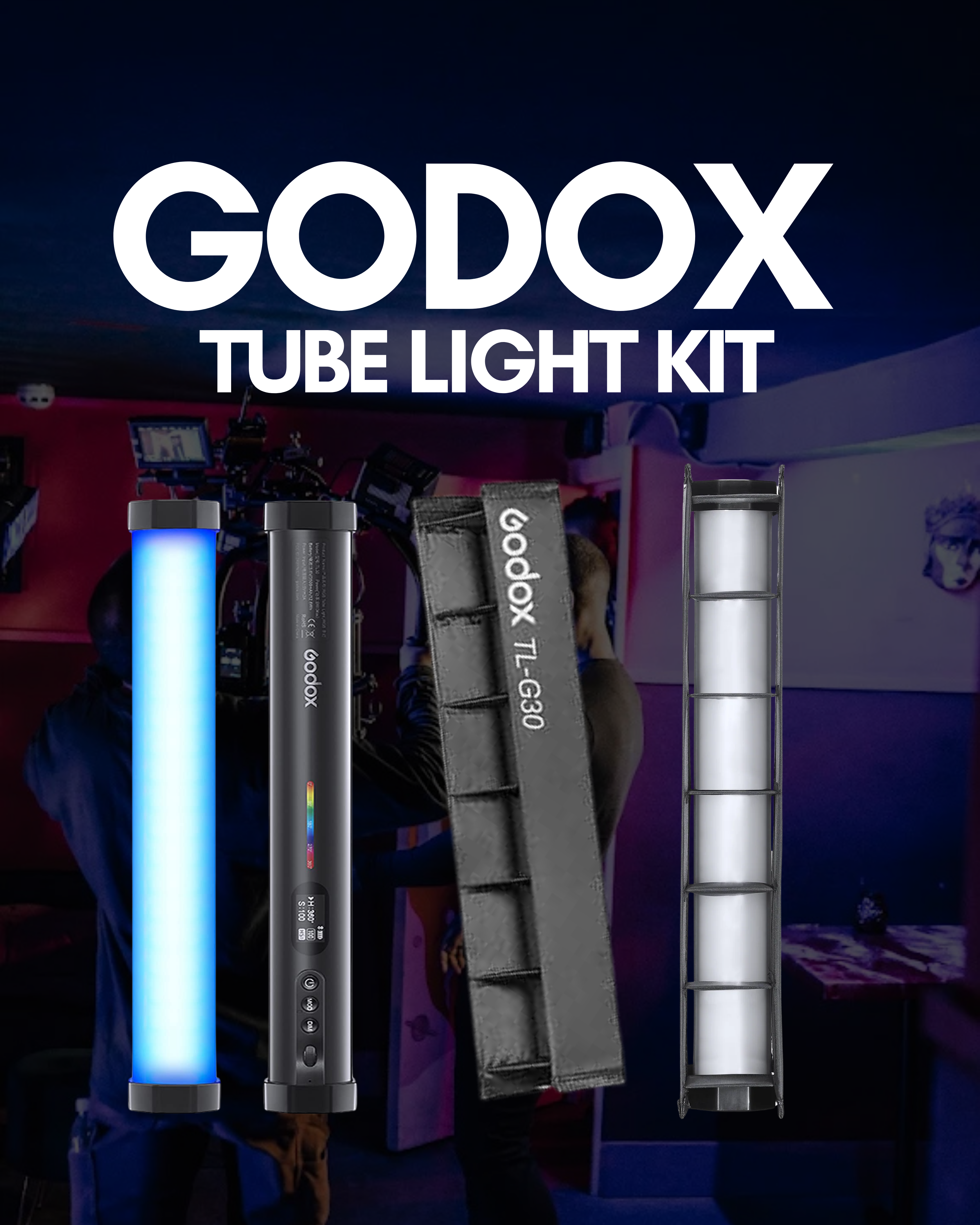 Godox tl 30 kit -  x2 rgb tube lights - led video light stick