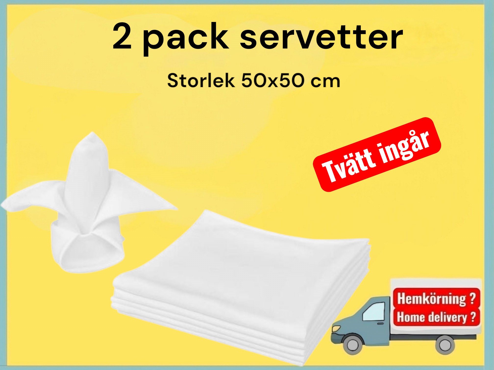 Stora vita servetter hyr  2-230 stycken tvätt ingår! (napkins)