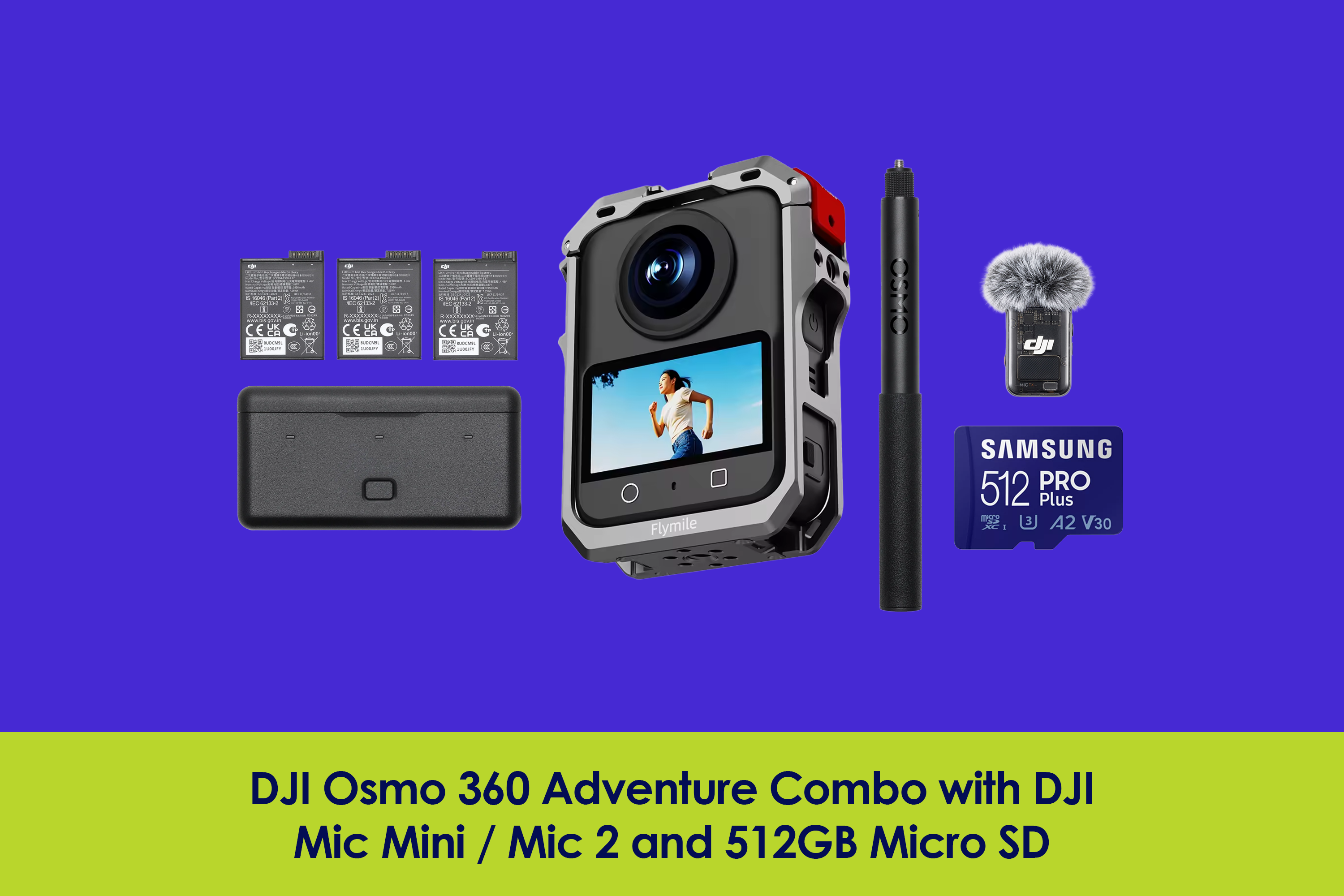 Dji osmo 360 adventure combo with dji mic mini / mic 2 and 512gb micro sd