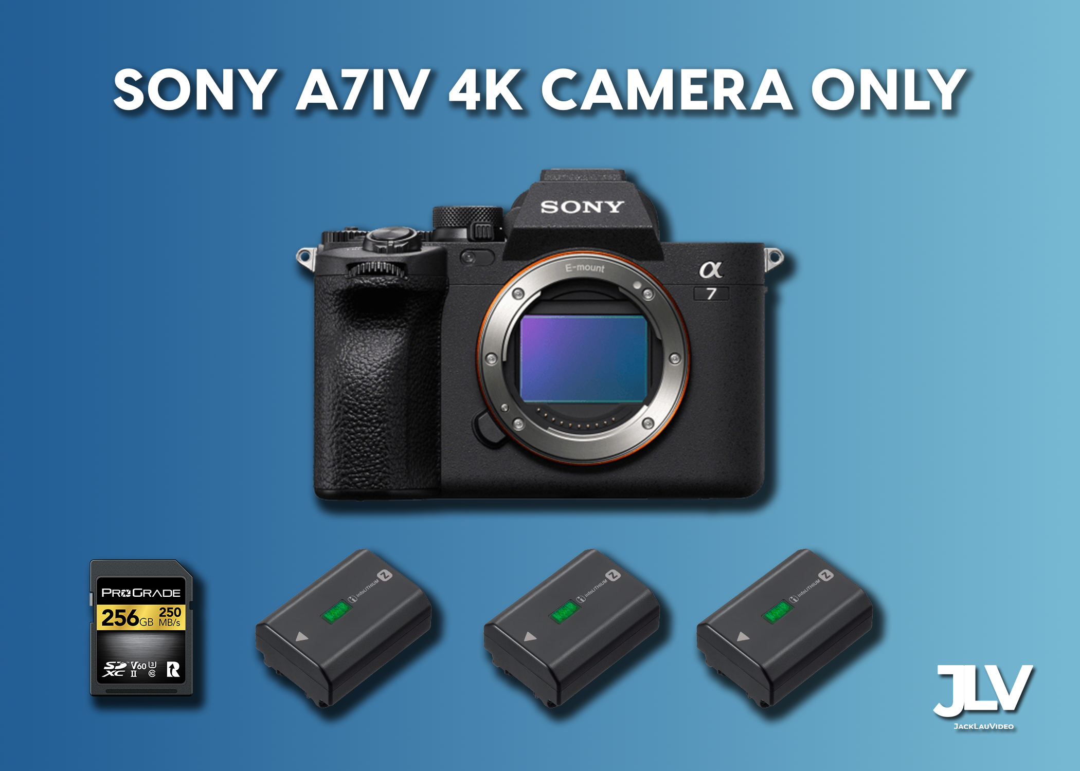 Sony a7iv 4k camera + 256 gb sd card + 3x batteries 