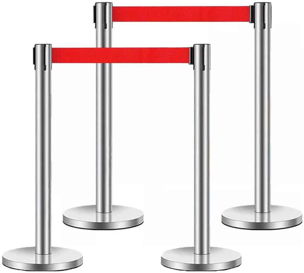 Stanchion package - 6 chrome stanchions with 10' red belts