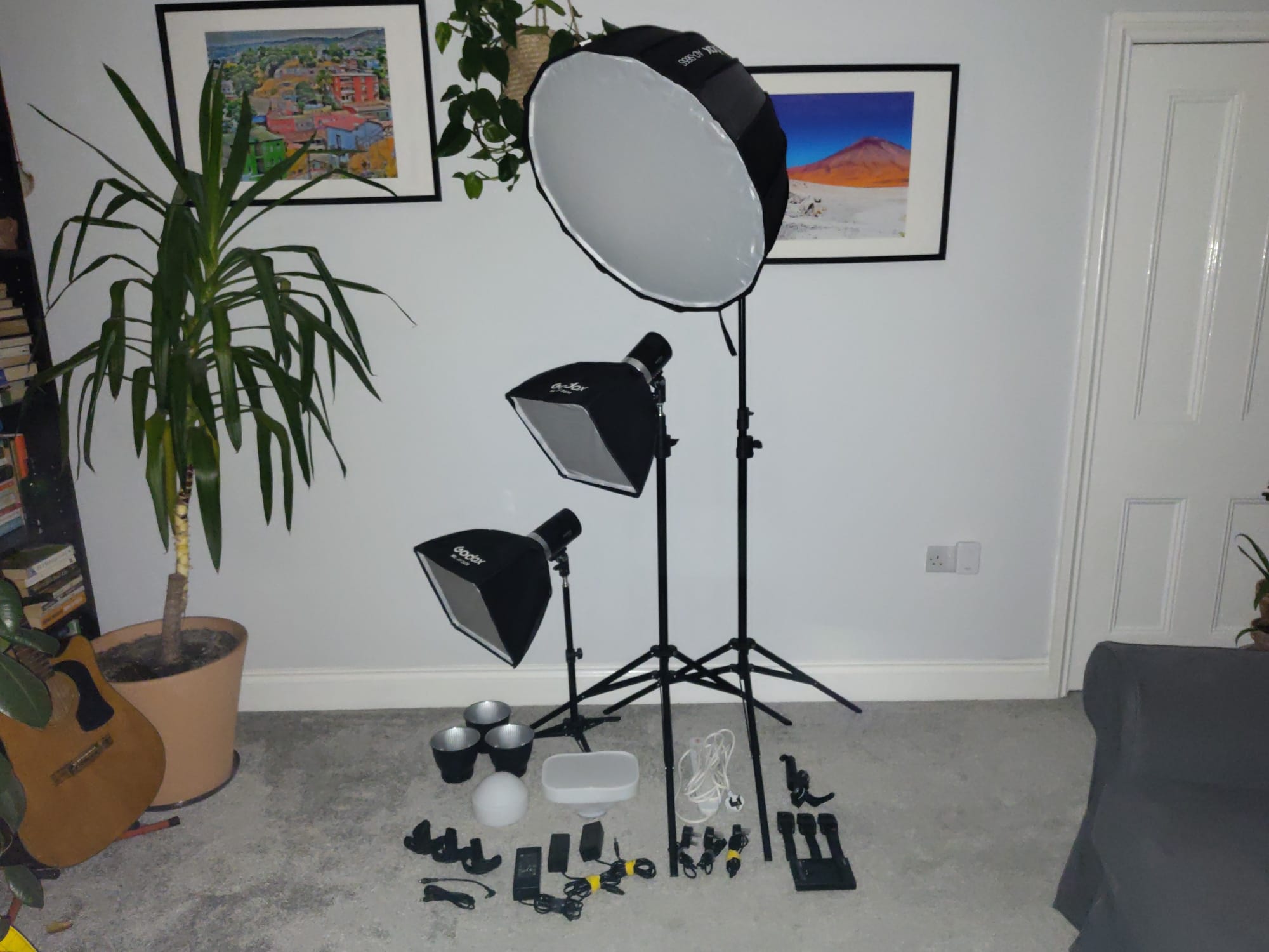 Godox ml60 & ml30bi three-head led lighting kit and stands