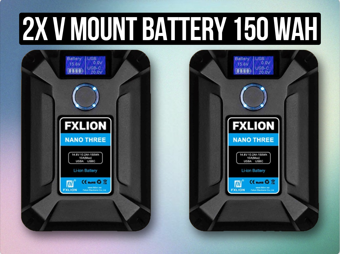 2x v mount battery 150 wah capacity + charger fx lion nano