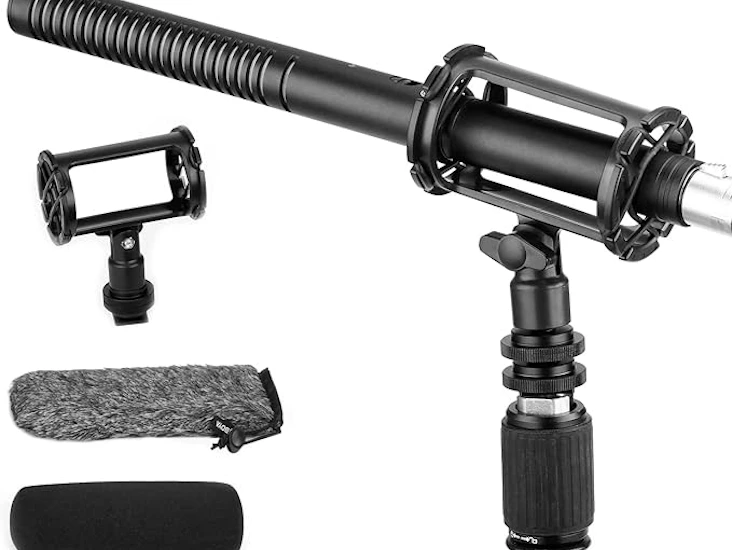 Boya xlr shotgun microphone by-bm6060, stand and xlr leads