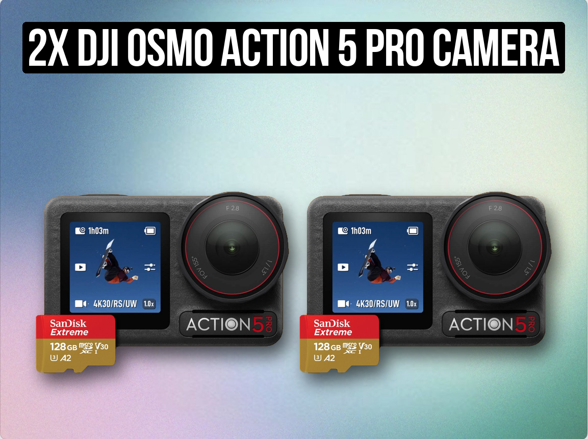 2x dji osmo action 5 pro camera 4k + 2x 128gb sd card ( like go pro hero 13)