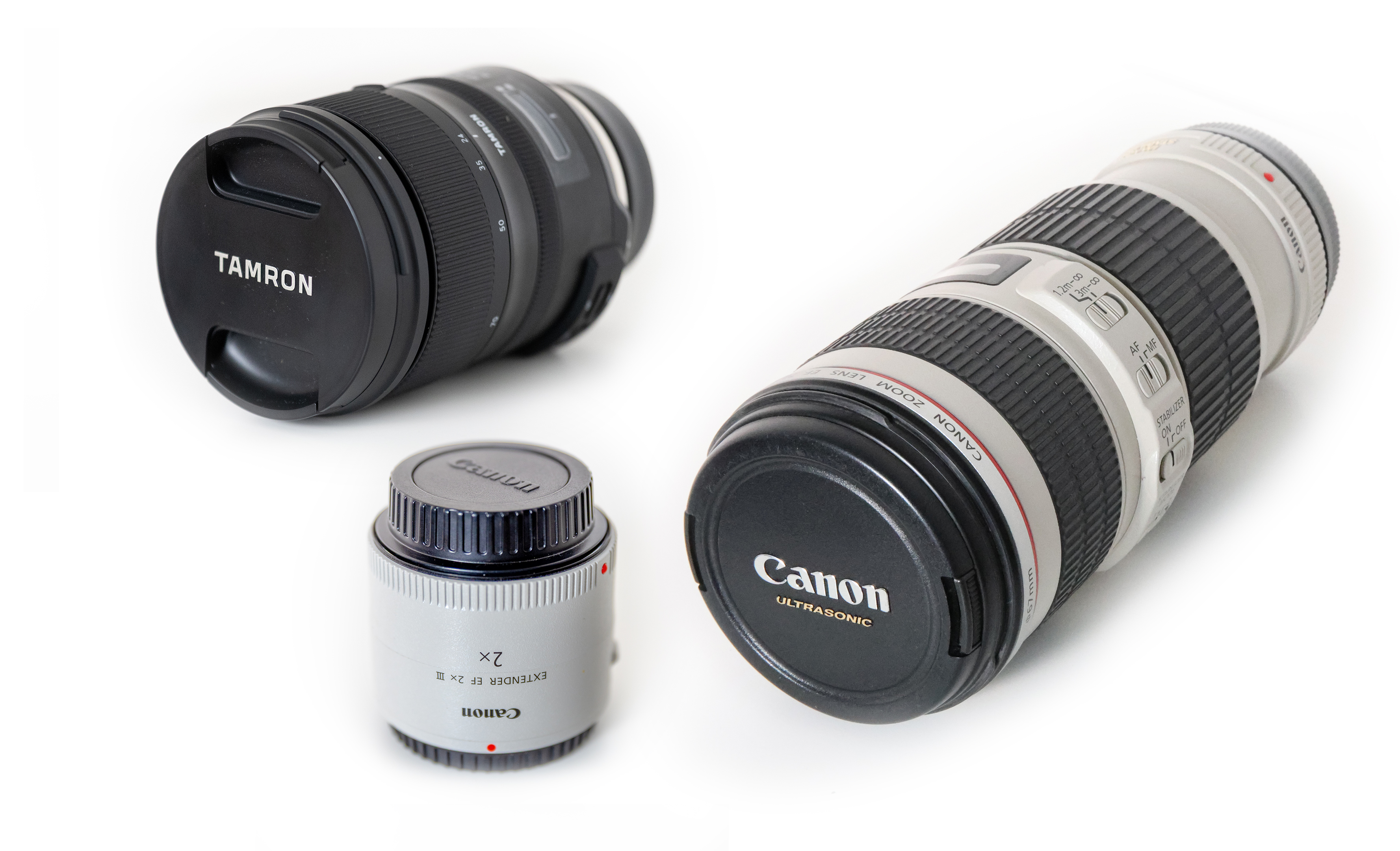Canon ef lens bundle: tamron 24-70mm + canon 70-200mm + 2× extender