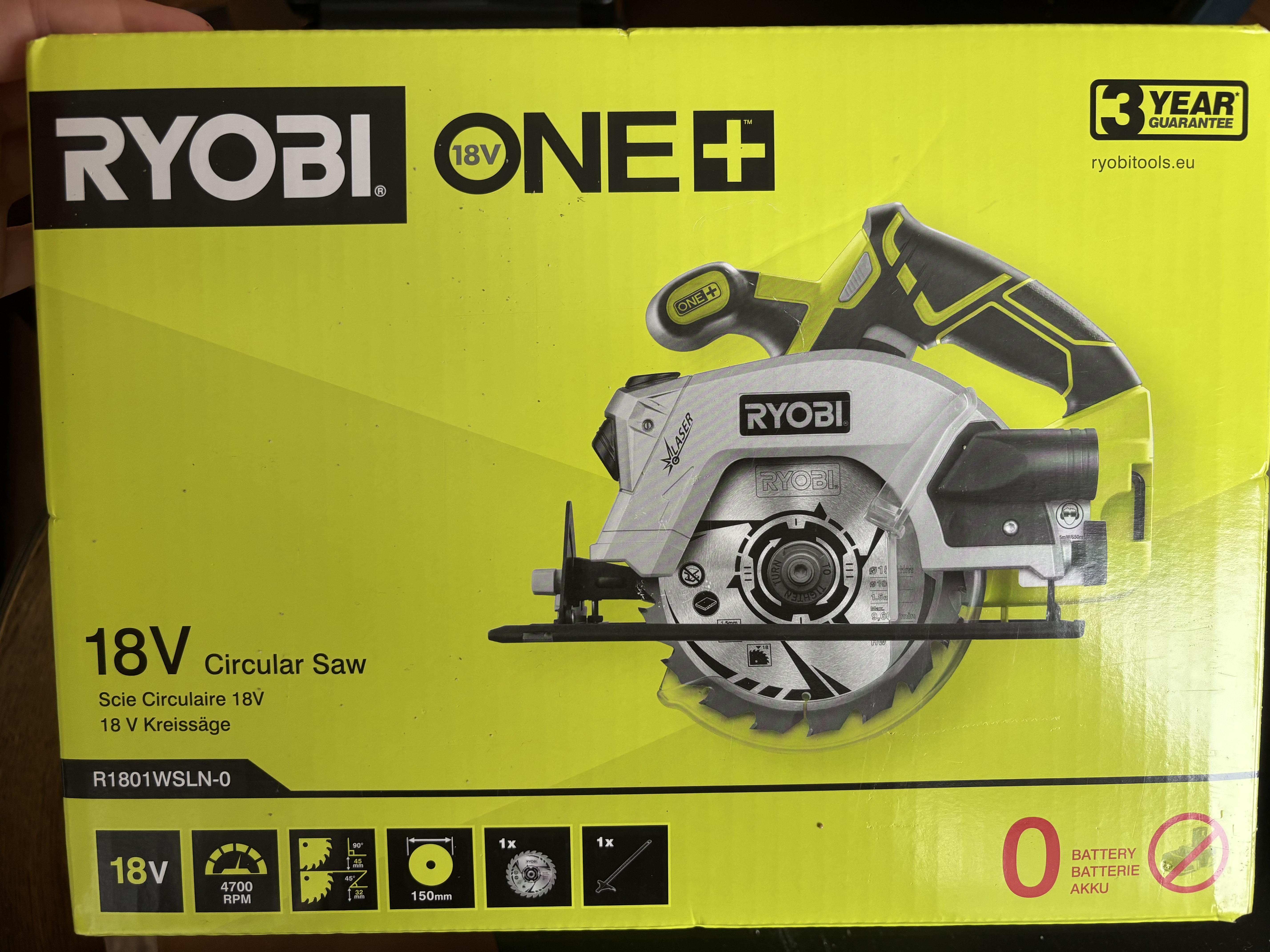 Ryobi 18v sirkelsag med 2 batteri