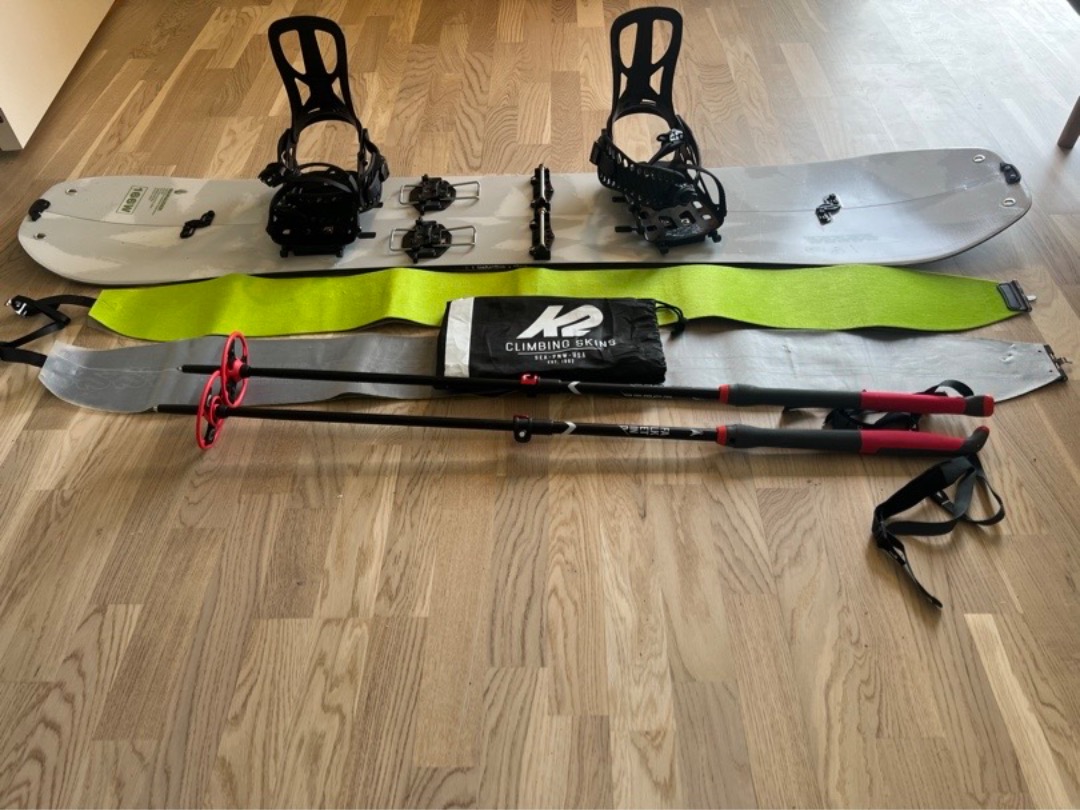 Splitboard (166 w) med staver