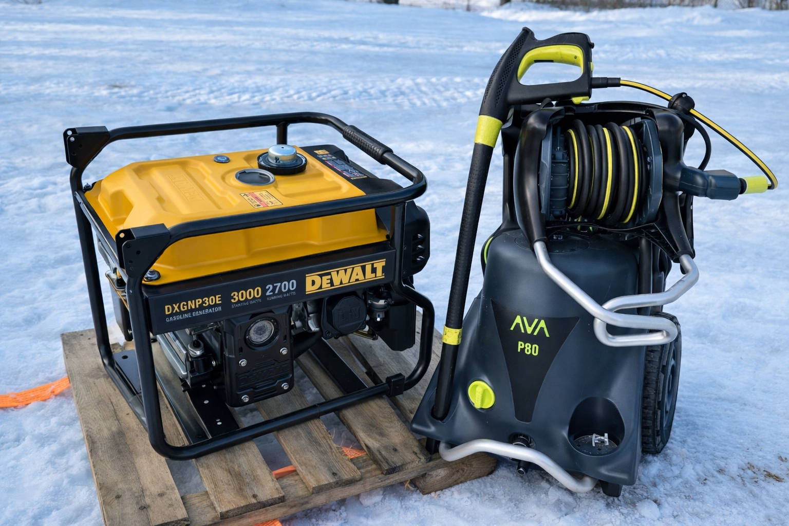 Hytte & byggeplass-pakke – dewalt aggregat 3kw + ava høytrykkspyler 160 bar – alta