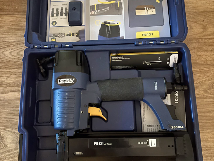 Dyckertpistol rapid pb131 tryckluftsdriven, bra för lister, finsnickeri - hyr med eller utan kompressor.