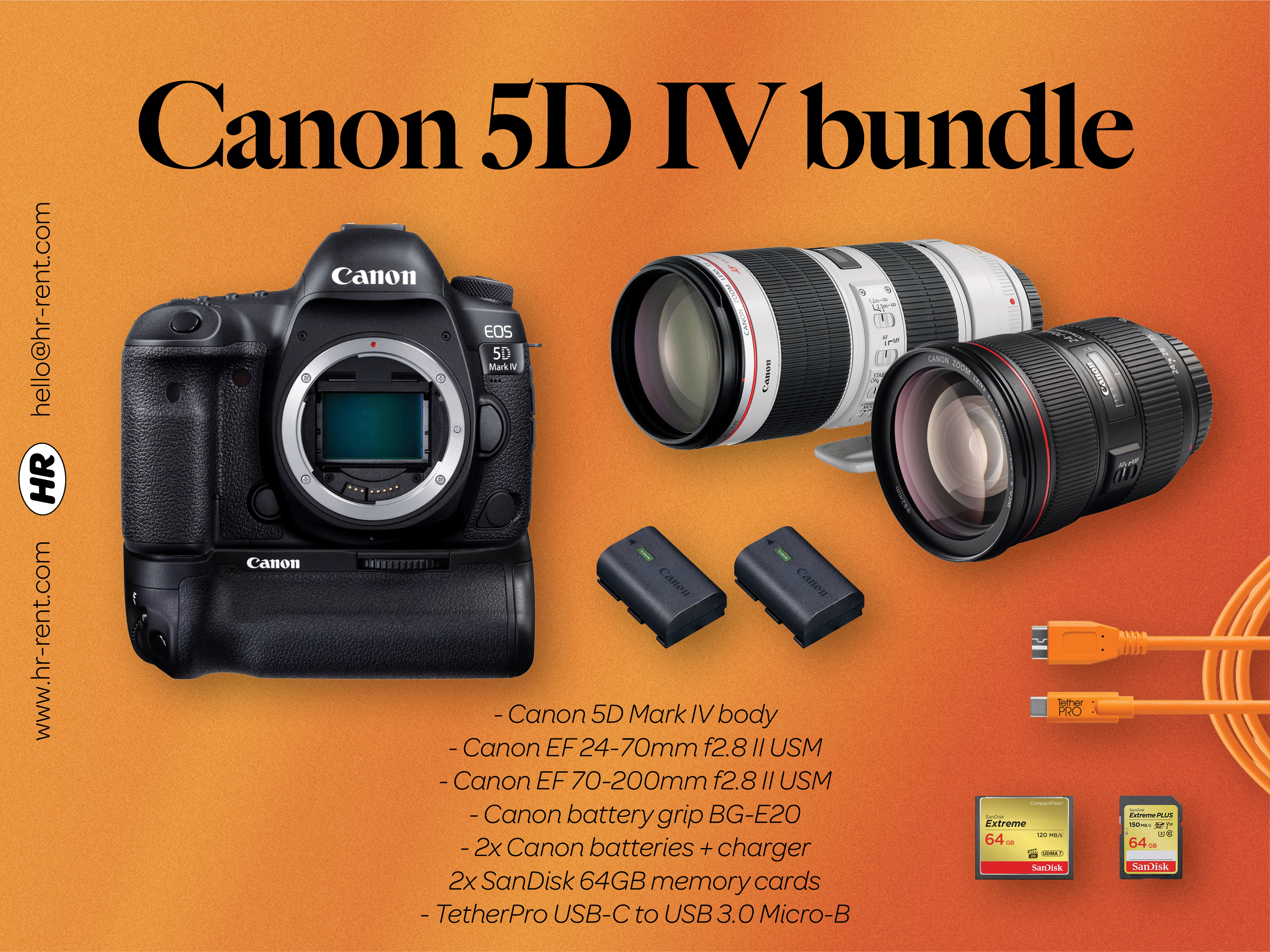 Canon 5d mark iv body + ef 24-70mm f2.8 ii + 70-200 f2.8 ii lenses (canon 24-70 70-200)